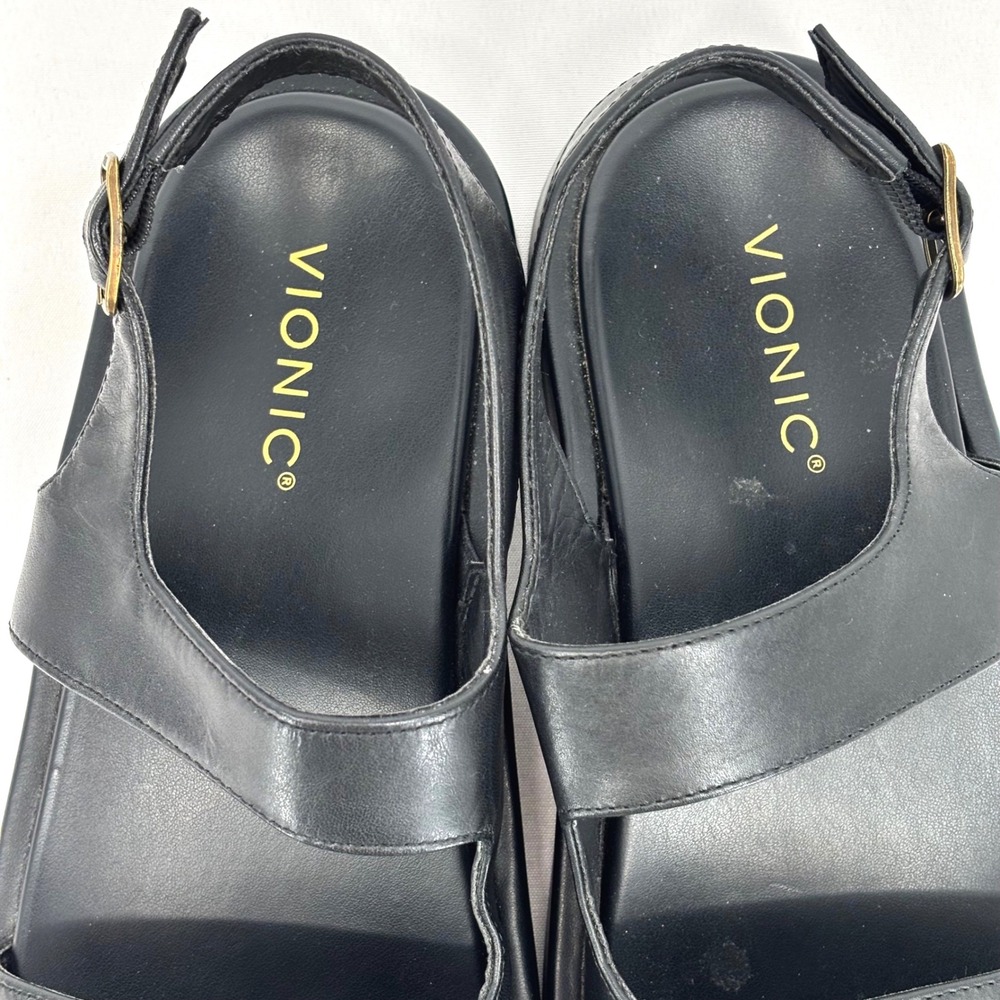 Vionic Madera Black Leather Platform Slingback Sa… - image 3